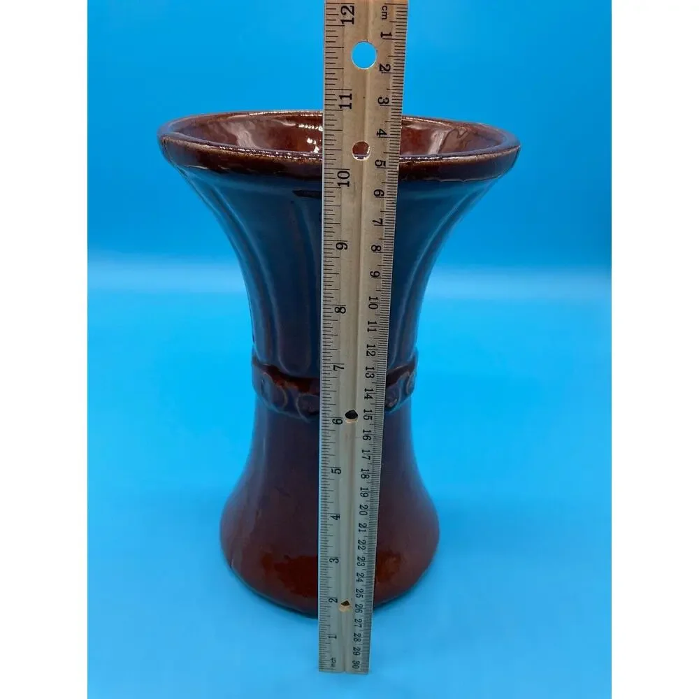 RARE Antique American Art Deco Hourglass Stoneware USA‎ Pottery Vase Retro MC